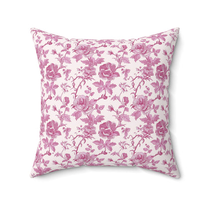 Pink Floral Toile Pillow, Coquette Home Decor Decorative Accent Throw Pillow Cover