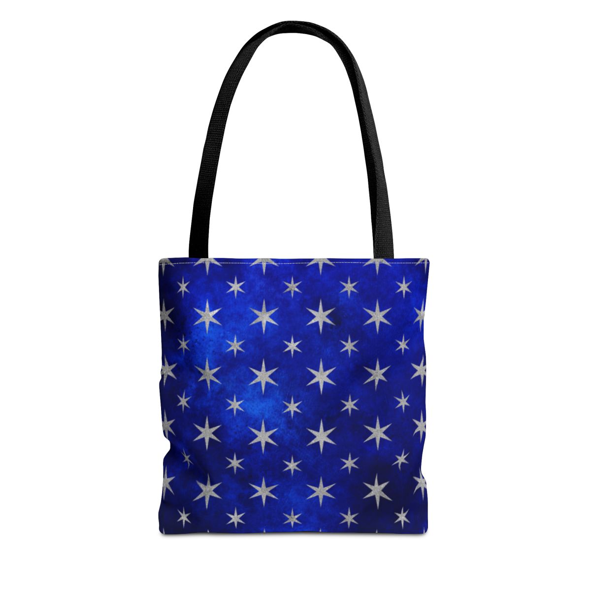 Starry Blue Tote Bag with White Stars Design