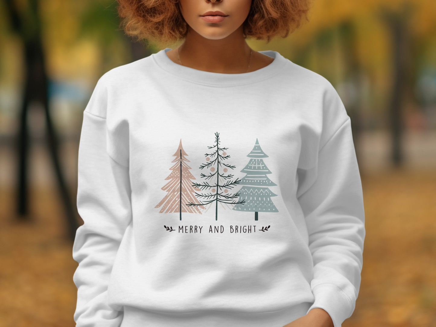 Merry and Bright Christmas Trees Sweatshirt