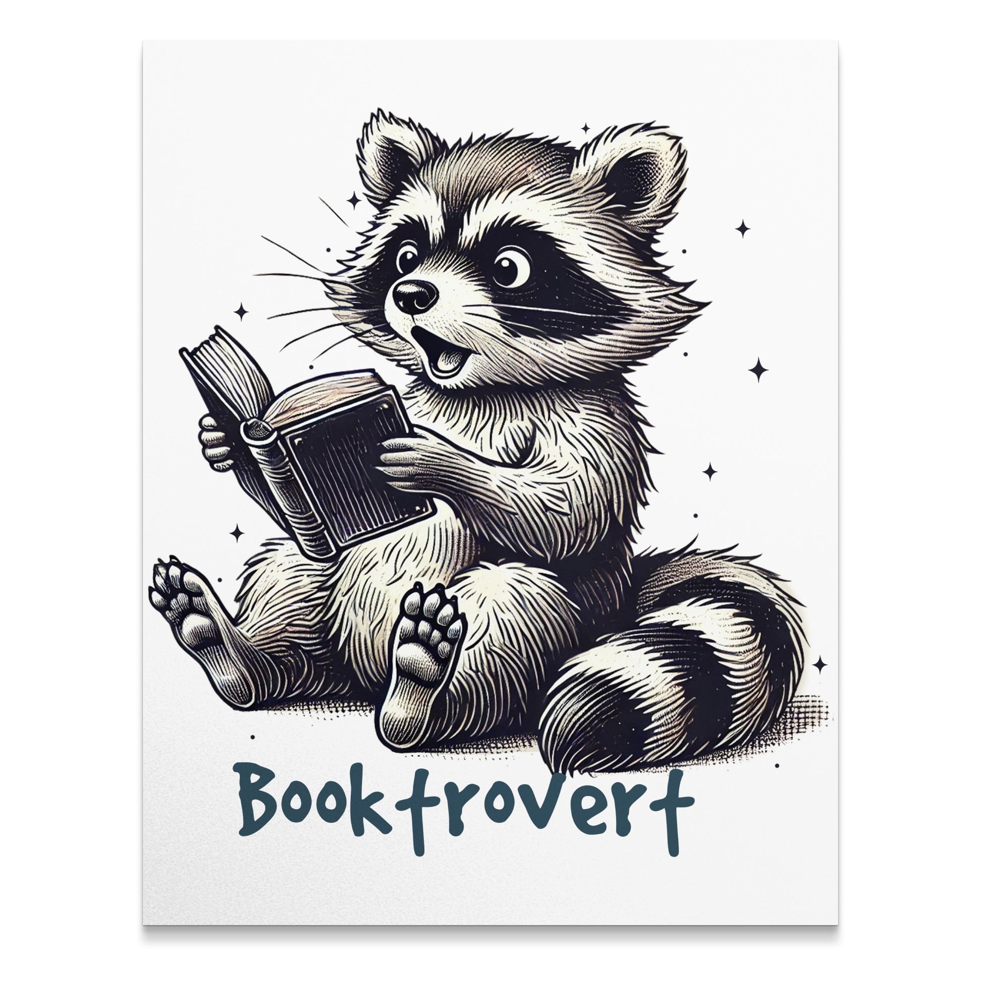 Booktrovert Raccoon Design Print product