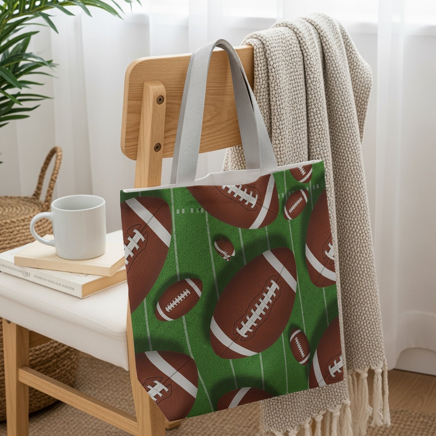Football Themed Tote Bag Perfect for Sports Lovers