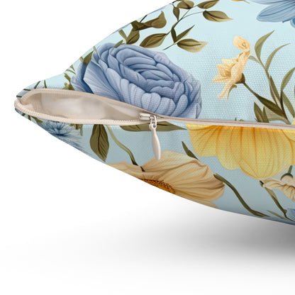 Floral Cottagecore Pillow and Pillow Cover, Polyester Square Pillow