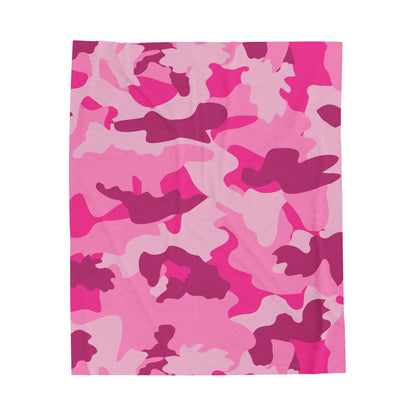 Pink Camouflage Velveteen Plush Blanket, Cozy Warm Throw Blanket