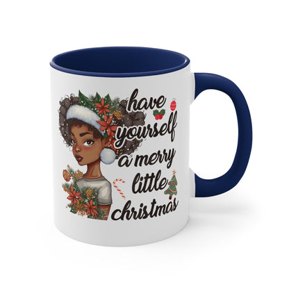 African American Girl Christmas Accent Coffee Mug, 11oz Ceramic Cute