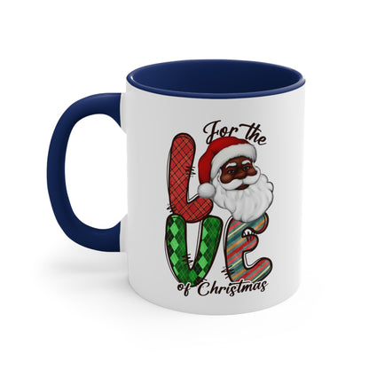 Black Santa Coffee Mug, African American Christmas Accent Coffee Mug, 11oz,