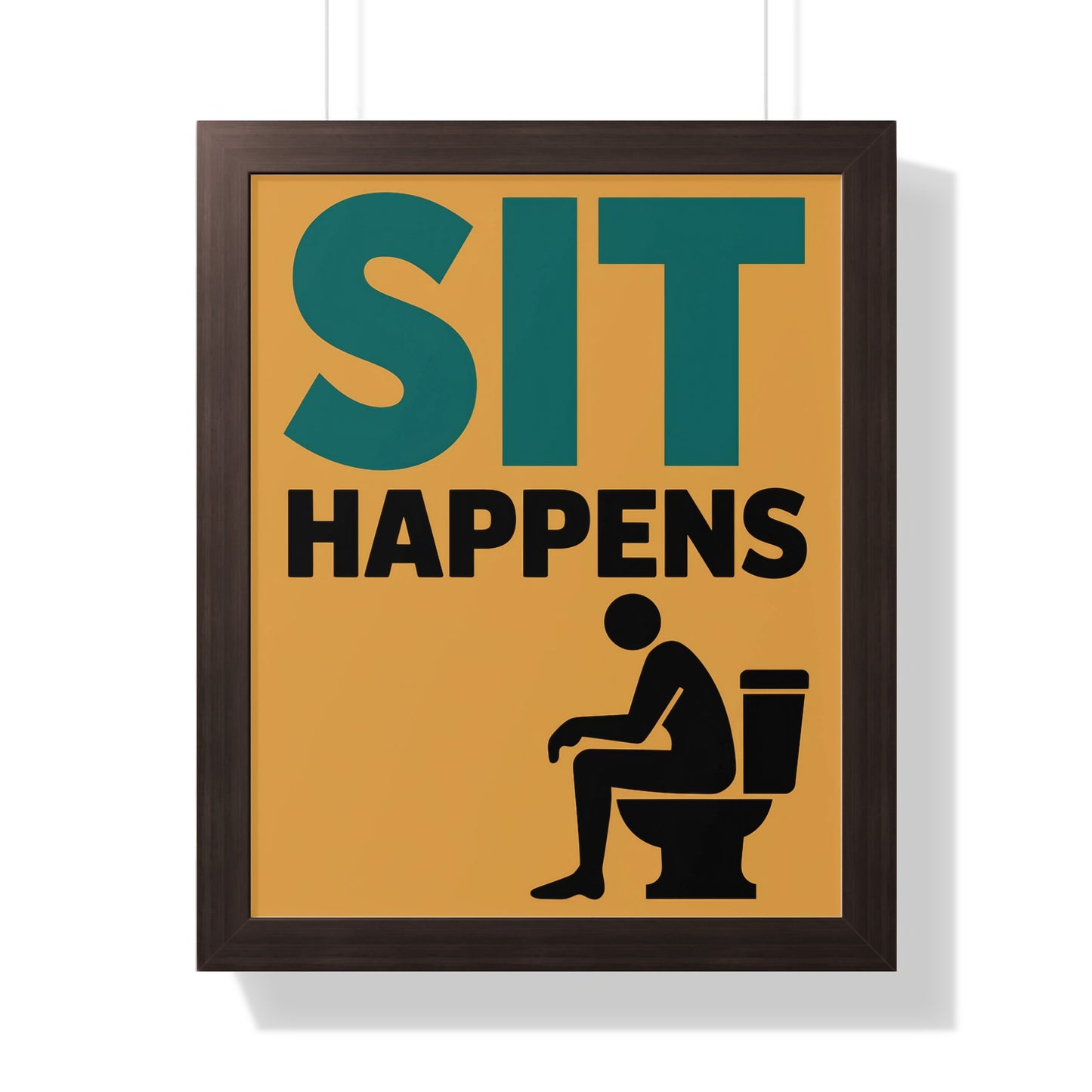 Sit Happens Bathroom Humor Framed Wall Art Décor
