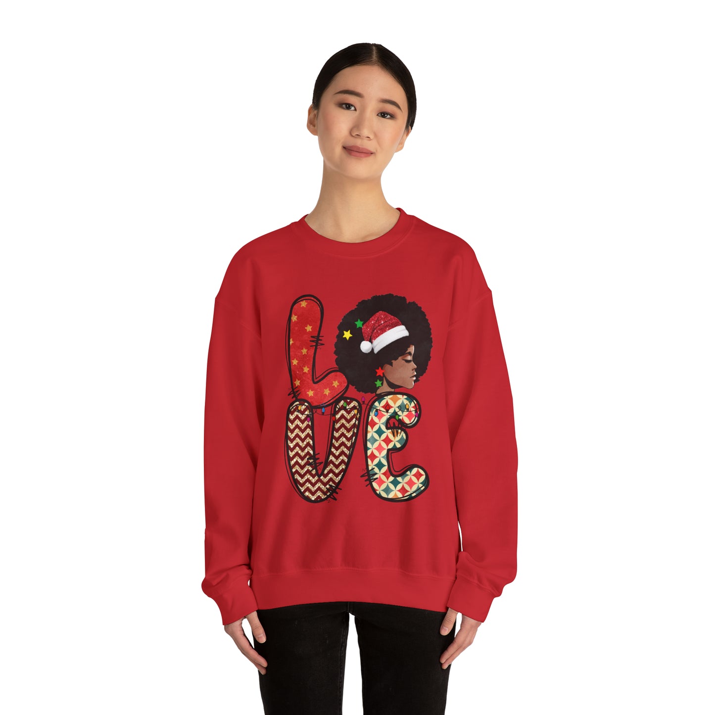 African American Girl Christmas Crewneck Sweatshirt - This Girl Loves Christmas -Cute Christmas Sweater