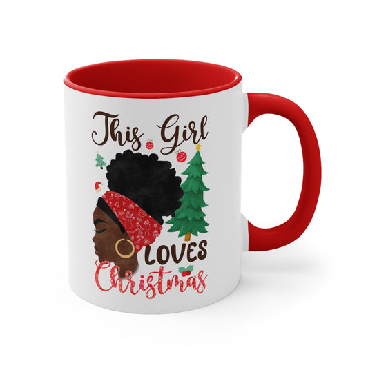 African American Girl Christmas Accent Coffee Mug, 11oz Ceramic Cute