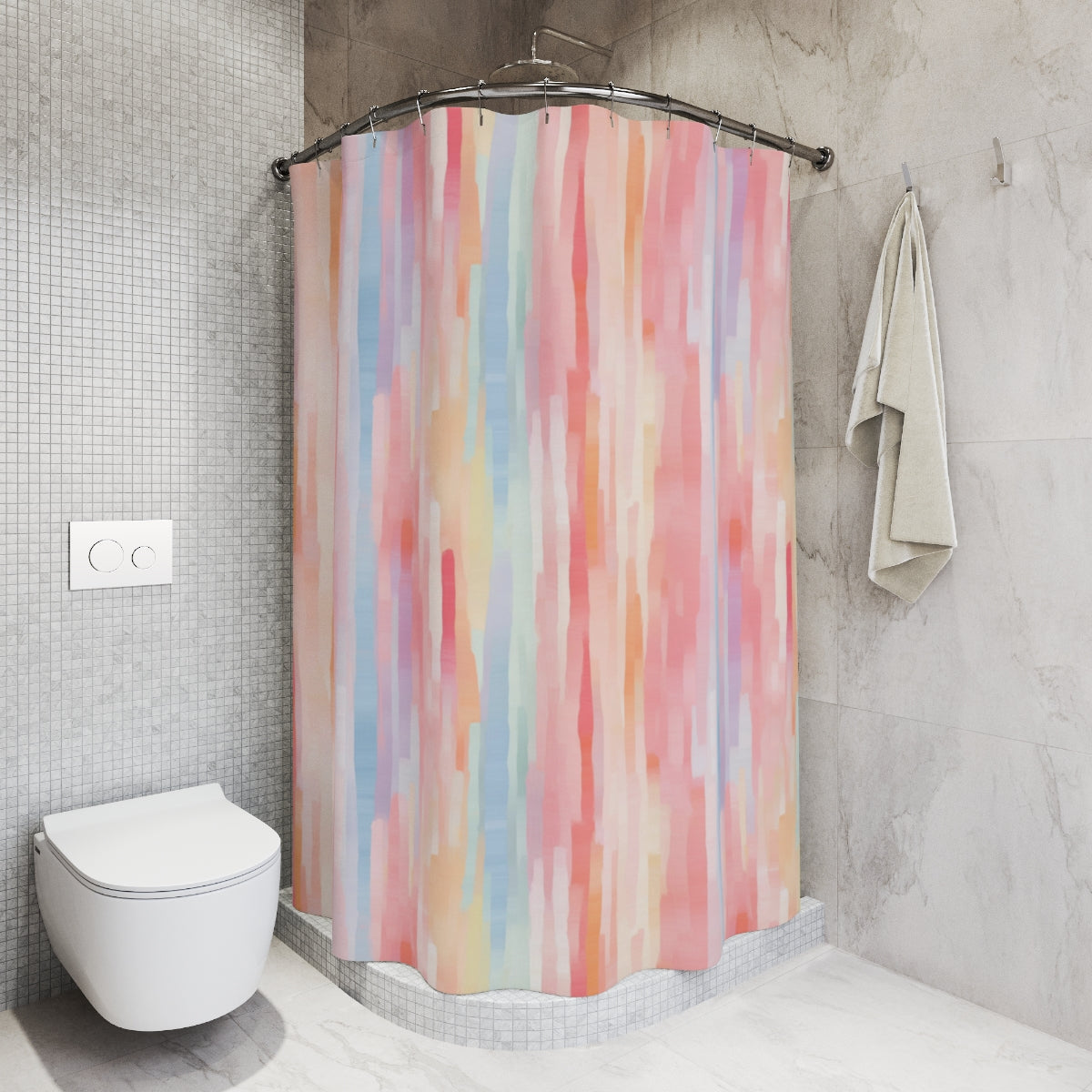 Vibrant Multicolor Striped Pattern Shower Curtain