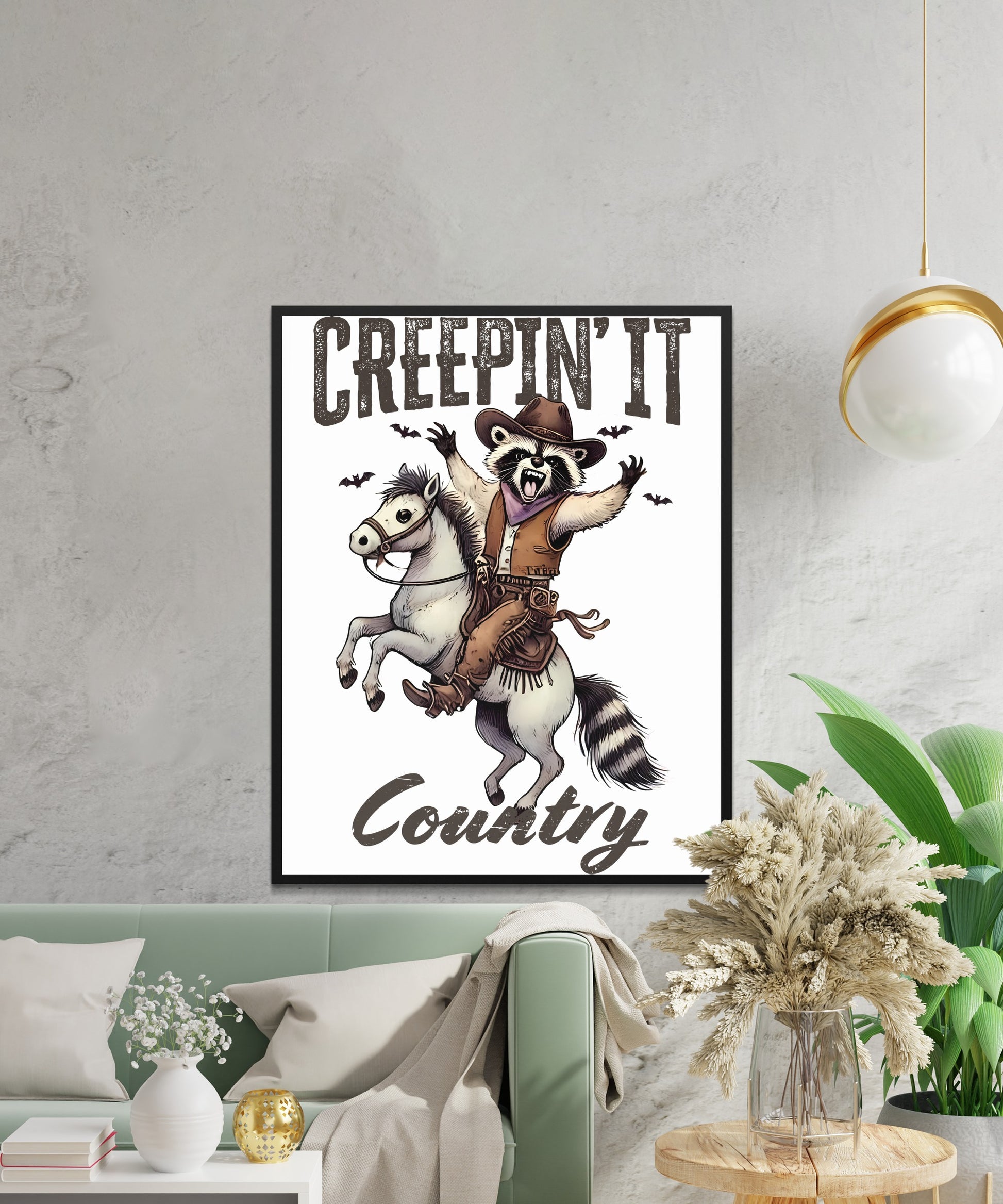 Creepin' It Country Raccoon on Horse Artistic Poster product type
