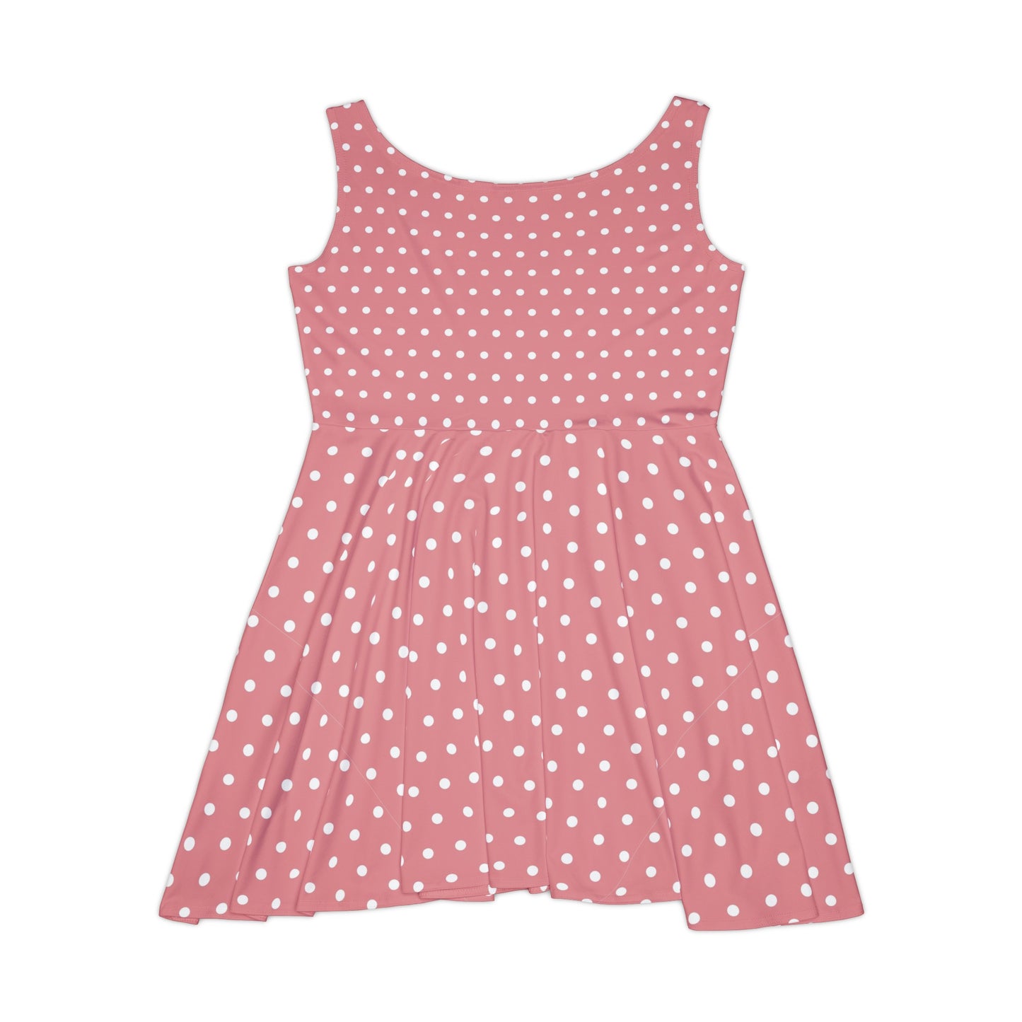 Rose Pink Polka Dot Skater Dress Fit and Flare Sundress, Cute Summer Dress, Swing Dress