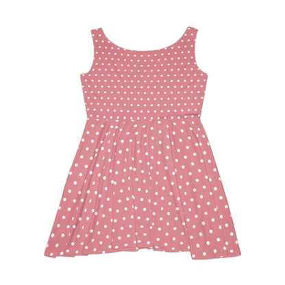 Rose Pink Polka Dot Skater Dress Fit and Flare Sundress, Cute Summer Dress, Swing Dress