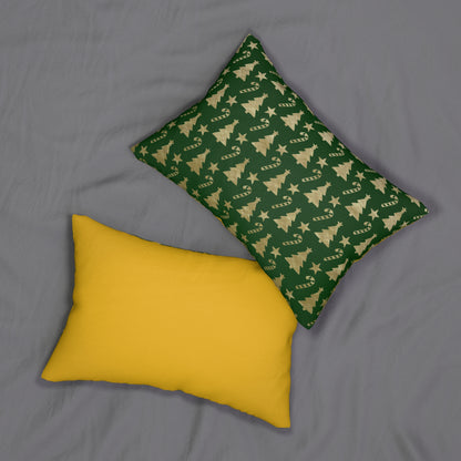 Christmas Tree Lumbar Pillow, Christmas Pillow Cover, Green and Gold Throw Pillow,