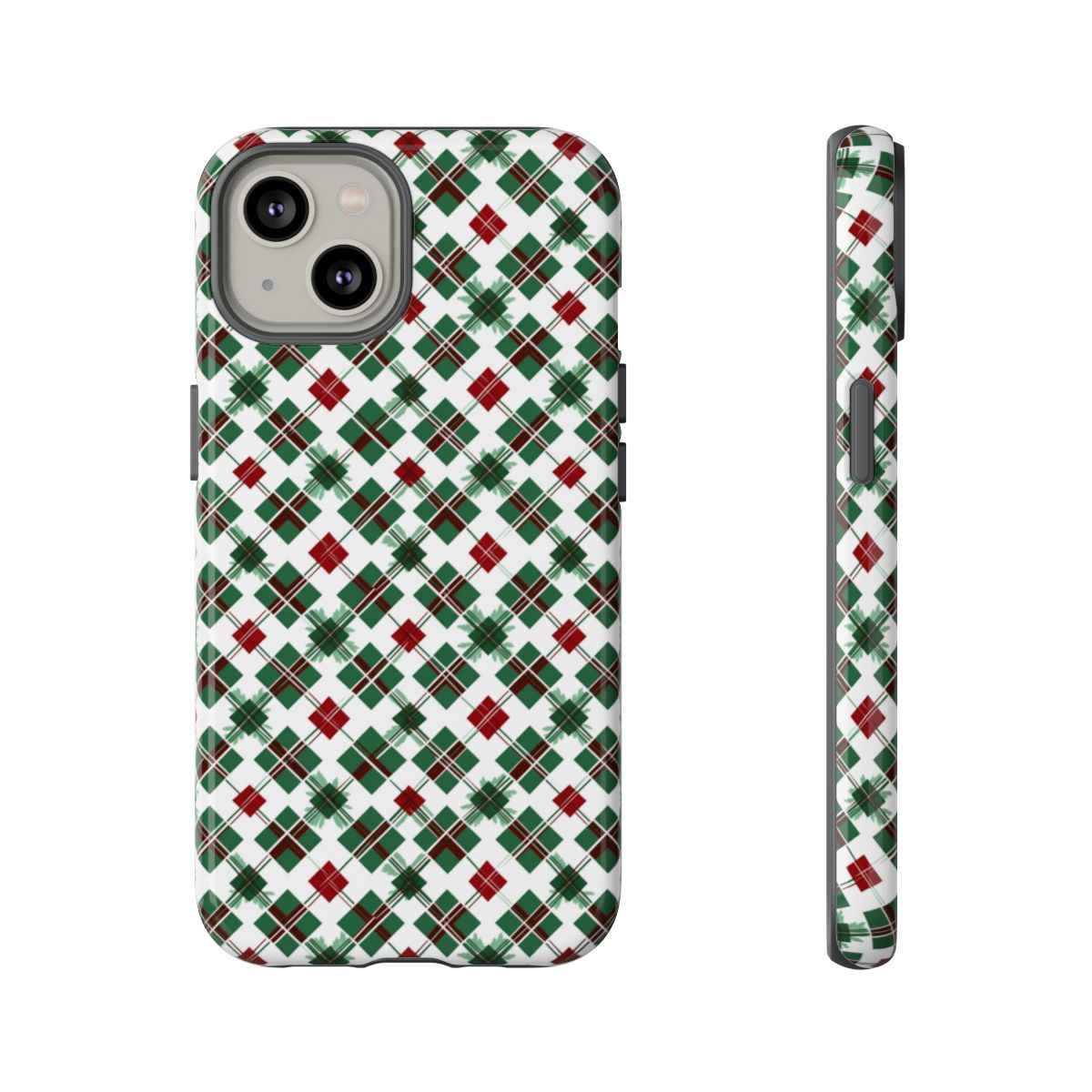 Festive Plaid Pattern with Holiday Colors Phone Case