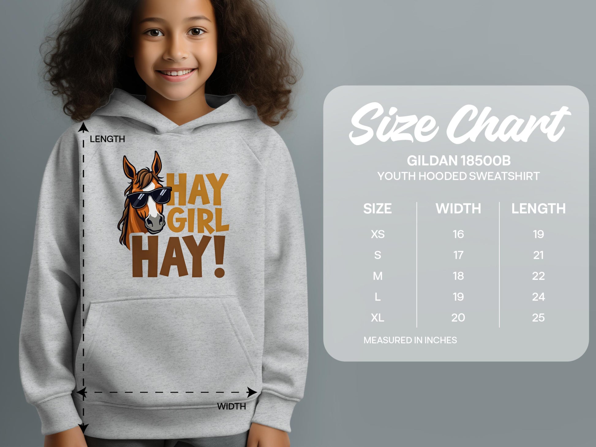 Hay Girl Hay Youth Hooded Sweatshirt product type