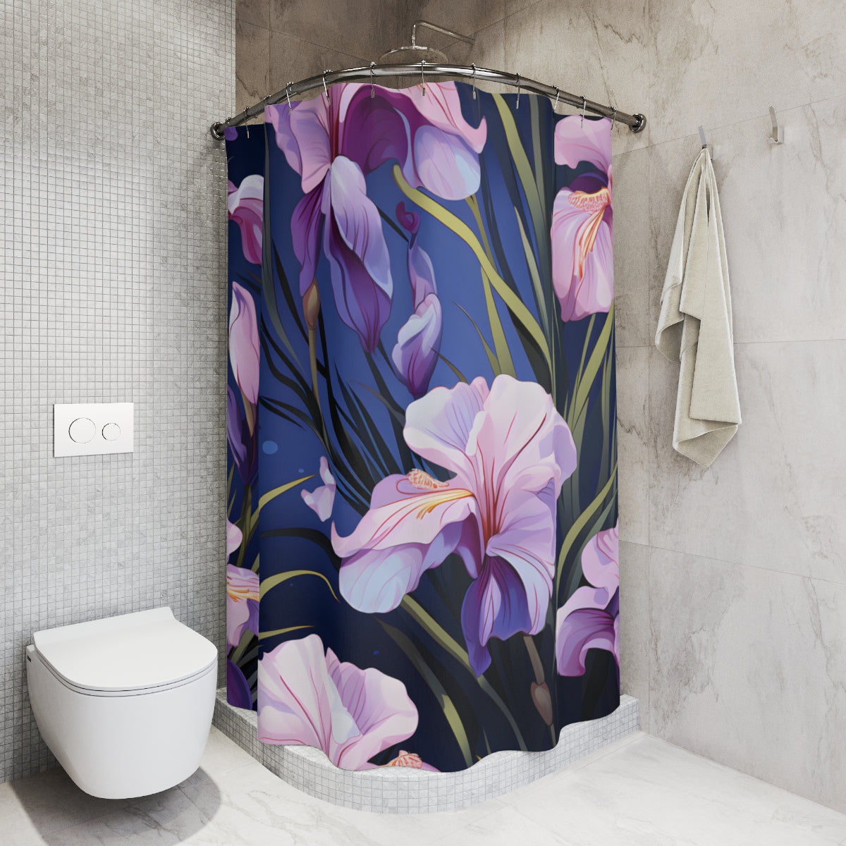 Elegant Purple Floral Design Shower Curtain Product
