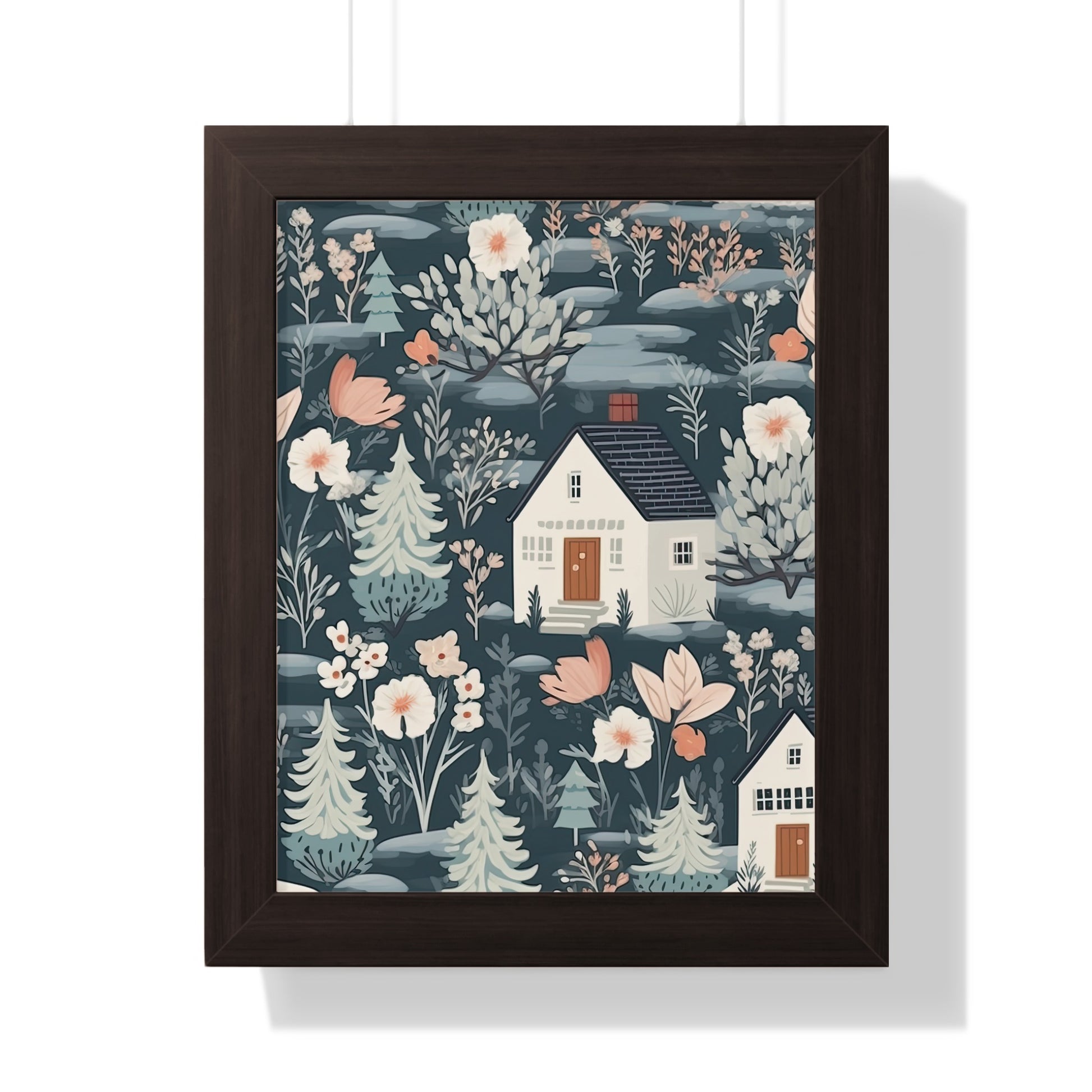 Beautiful Cottage Amidst Floral Landscape Wall Art