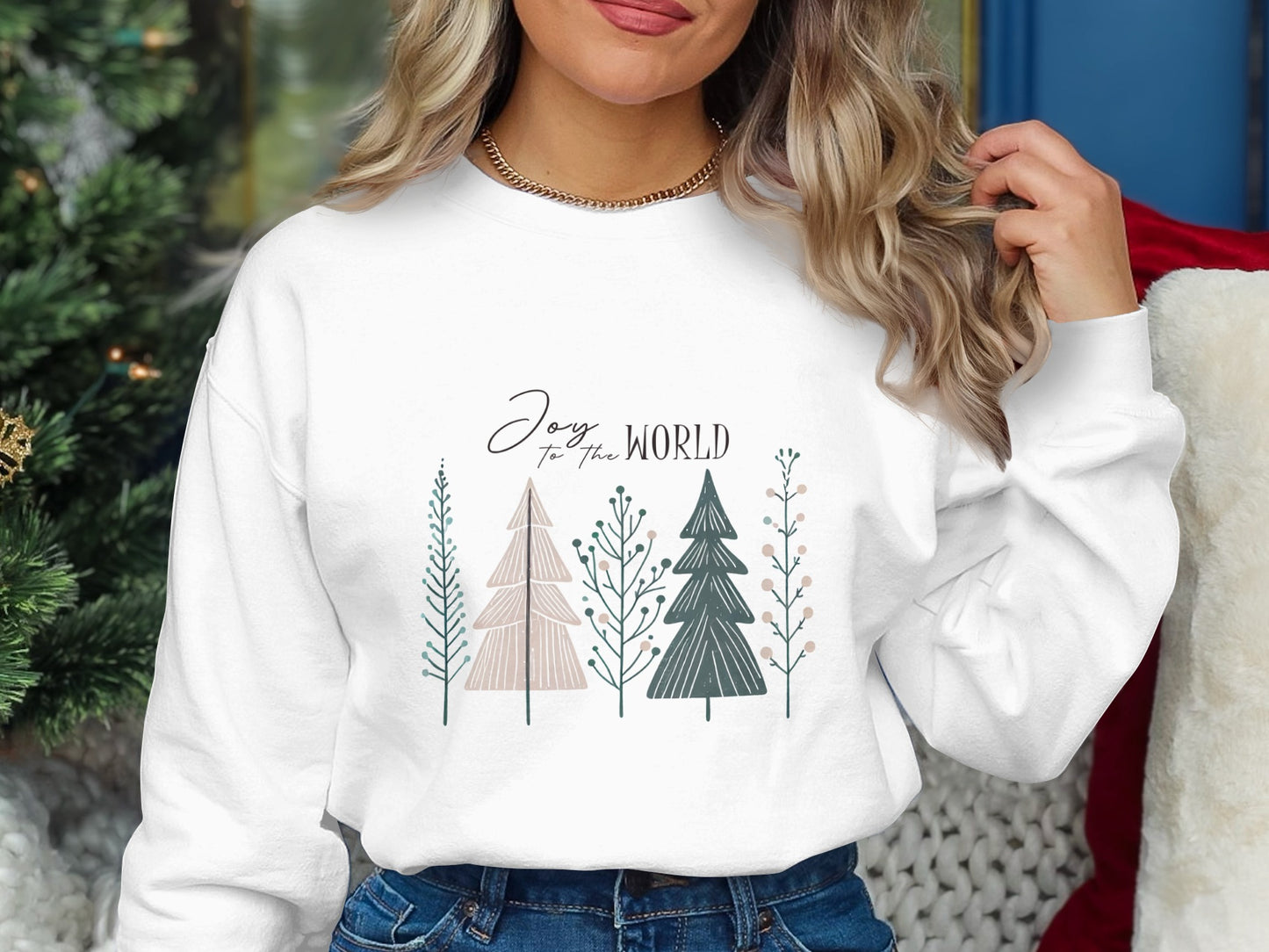 Joy to the World Christmas Tree Design Sweatshirt