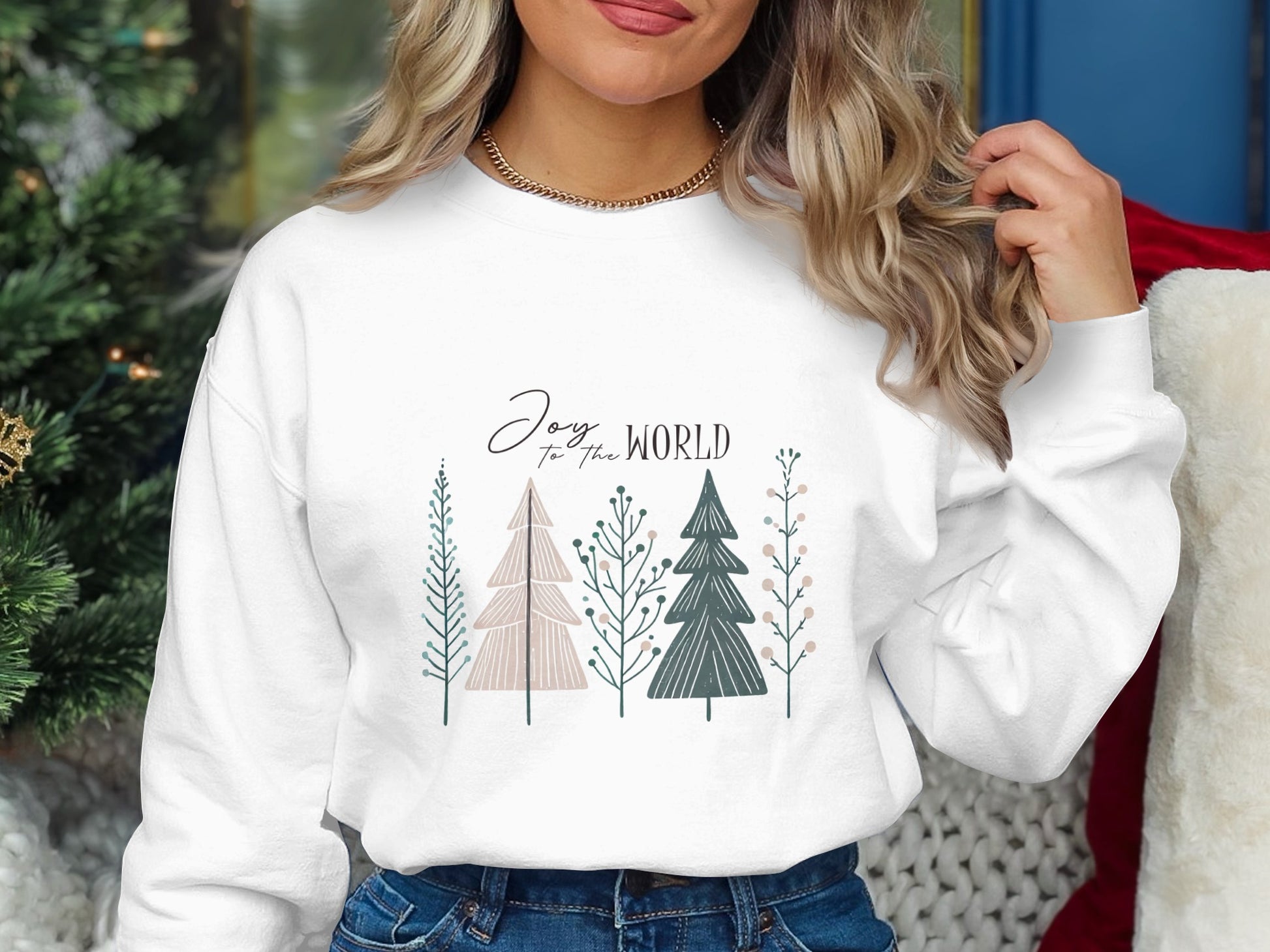 Joy to the World Christmas Tree Design Sweatshirt