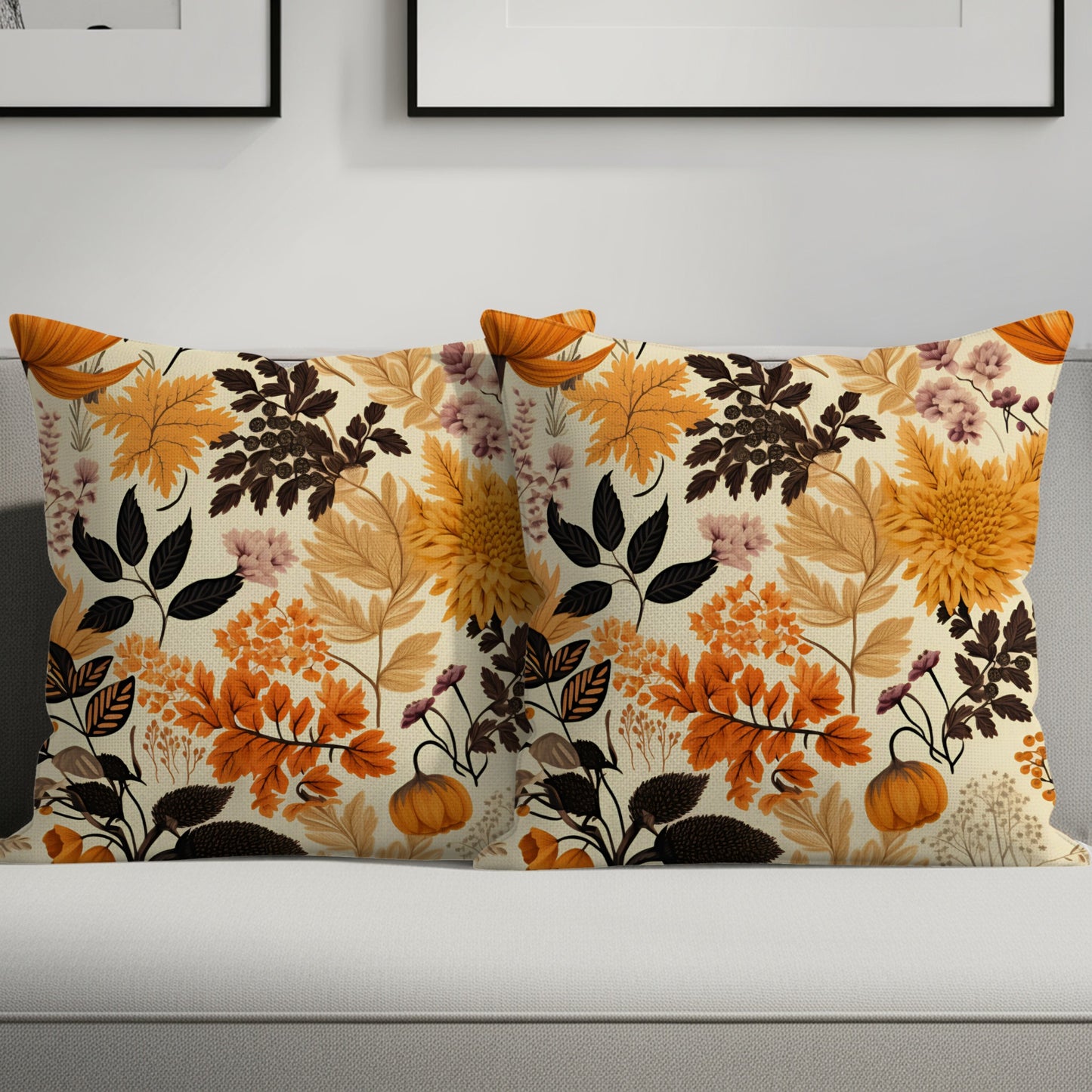 Autumn Floral Pattern Decorative Pillow Cover