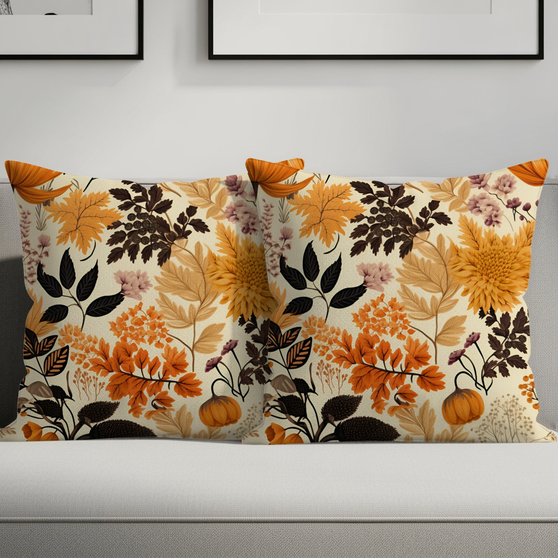 Autumn Floral Pattern Decorative Pillow Cover