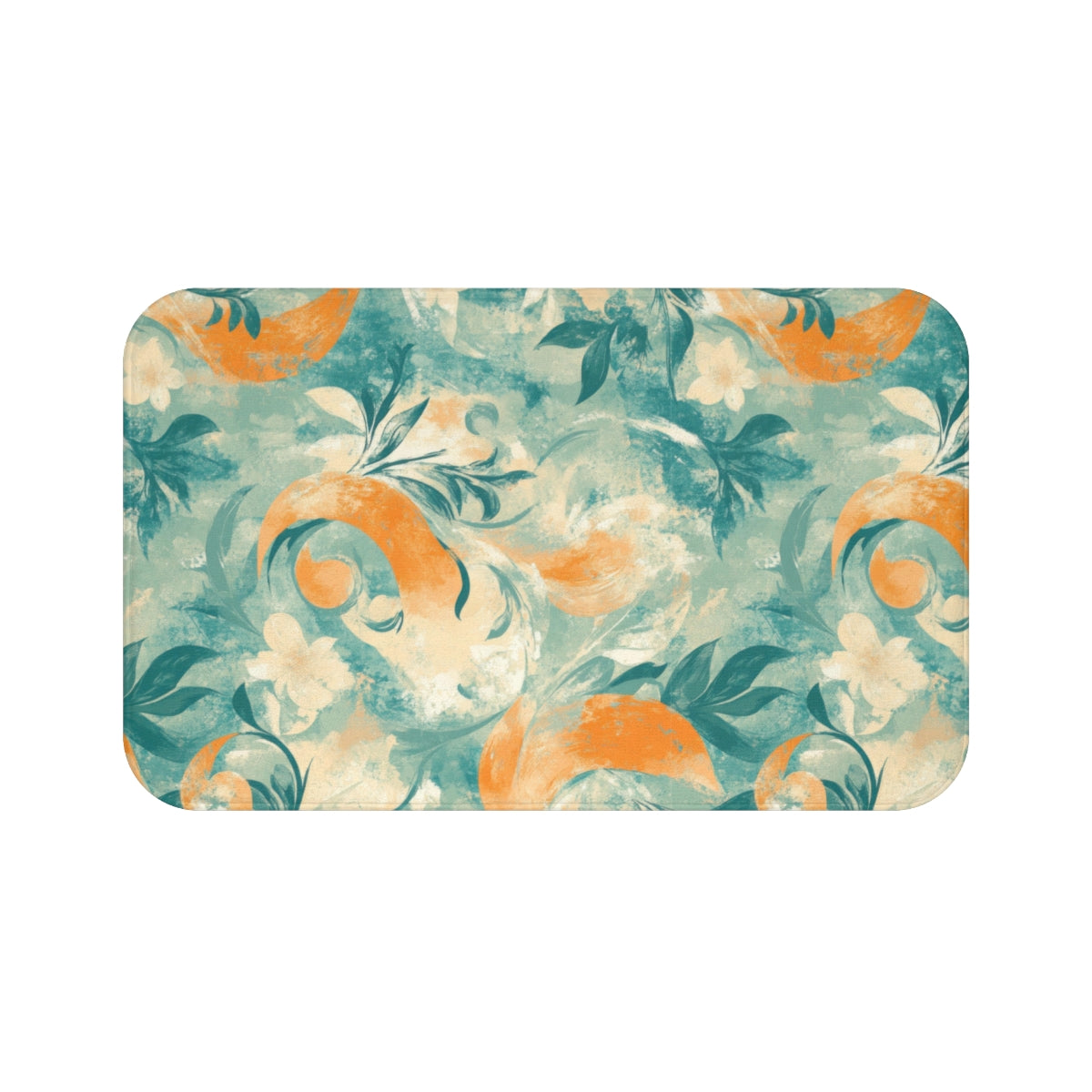 Floral Abstract Art Design Multicolor Rectangular Mat