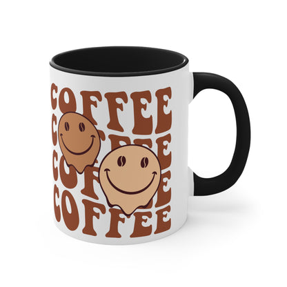 Cute Coffee Mug, Happy Face Funny Ceramic Mug Cup 11oz