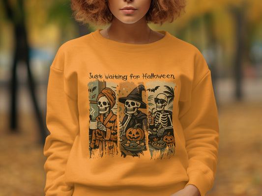 Just Waiting for Halloween Skeletons Sweatshirt product type
