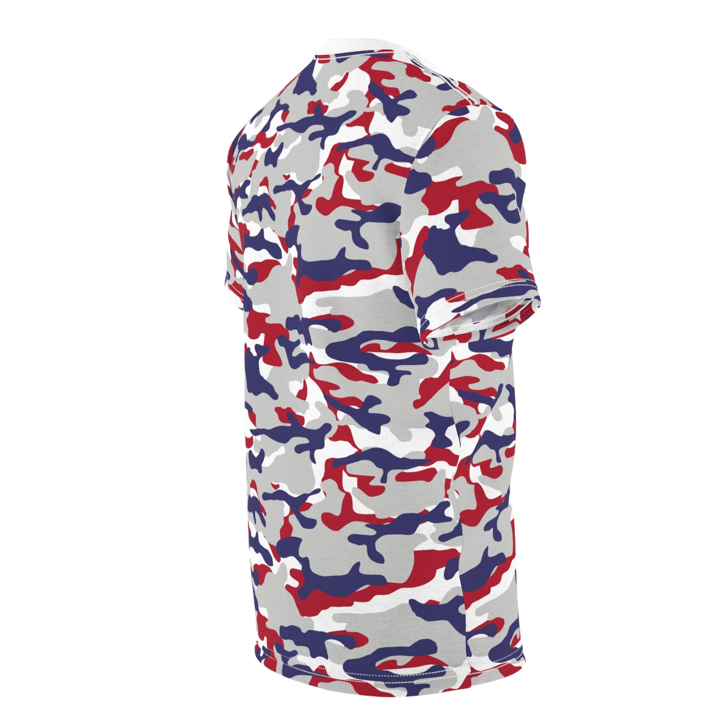 Red White & Blue Camo Style Graphic Tee Unisex Streetwear Casual Top All Over Print