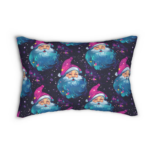 Santa Neon Lumbar Pillow, Cute Christmas Couch Pillow, Holiday Christmas Cushion Covers