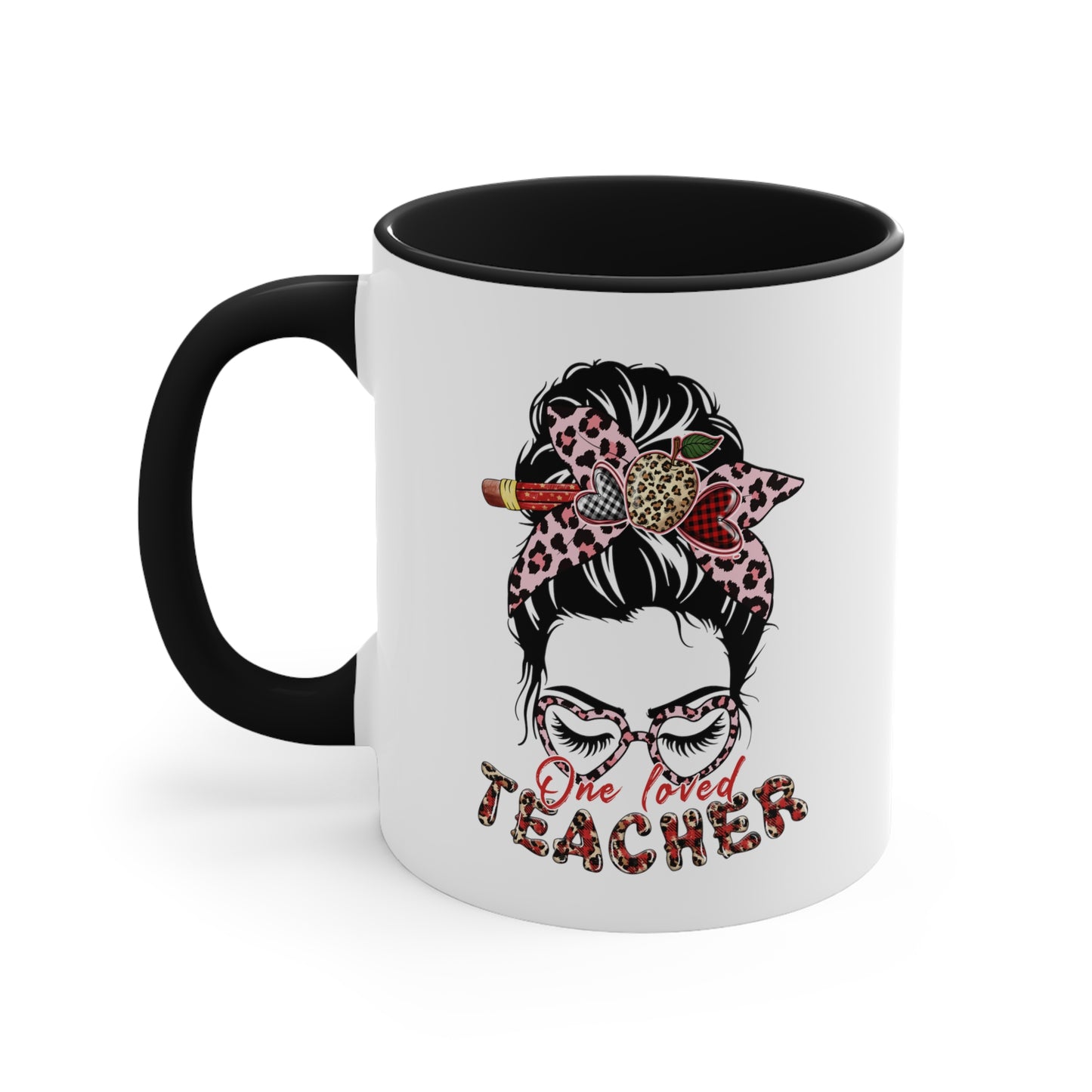 Teacher Valentine Coffee Mug, One Loved Teacher, Accent Coffee Mug, 11oz