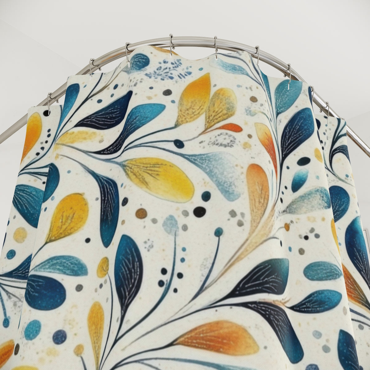 Vibrant Leafy Print Shower Curtain Bathroom Decor