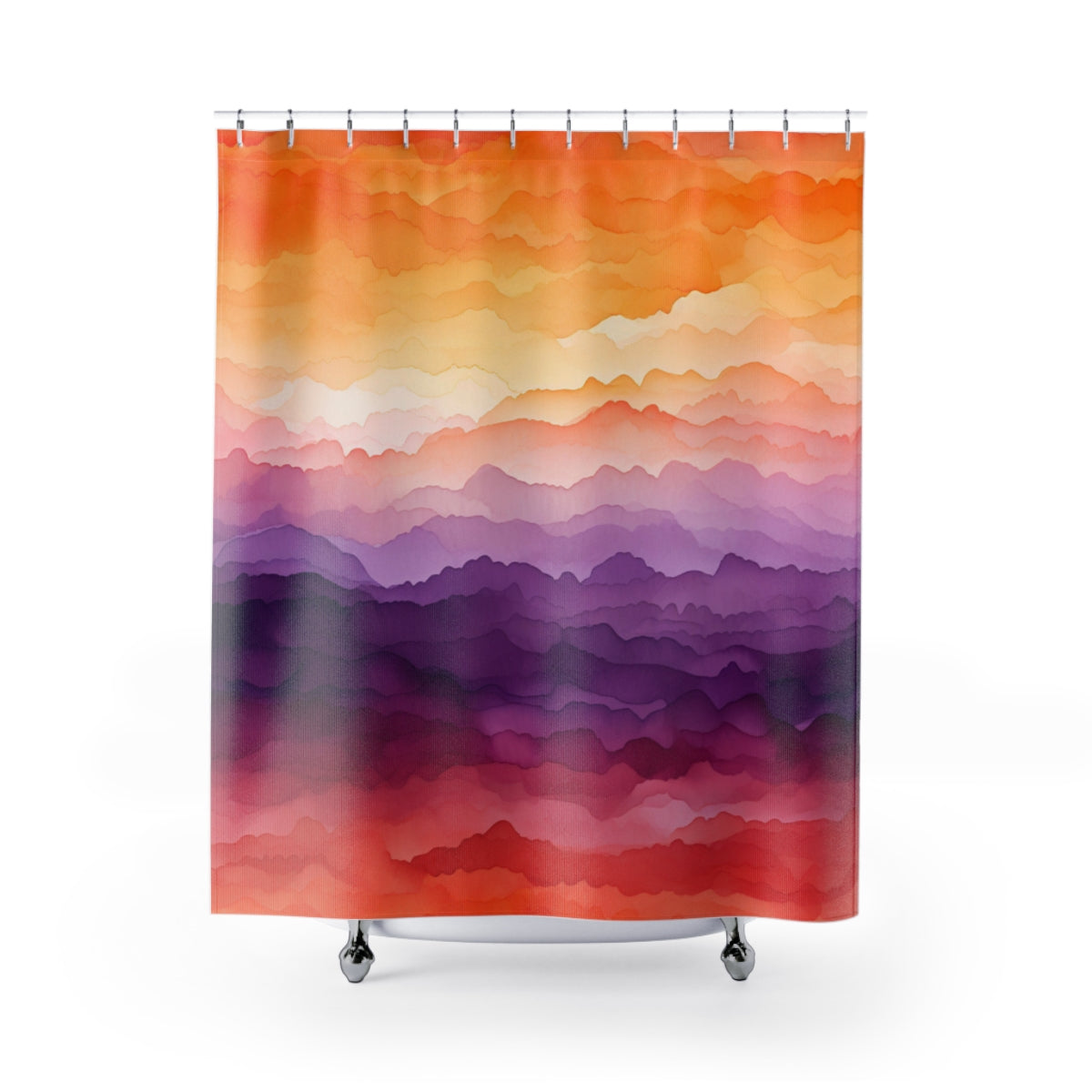 Sunset Gradient Mountain Range Shower Curtain