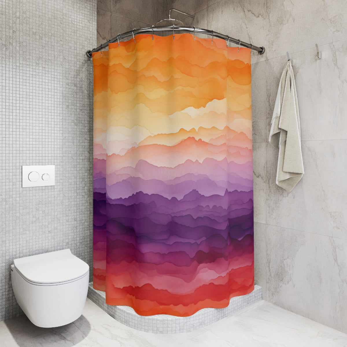 Gradient Mountain Design Shower Curtain Product
