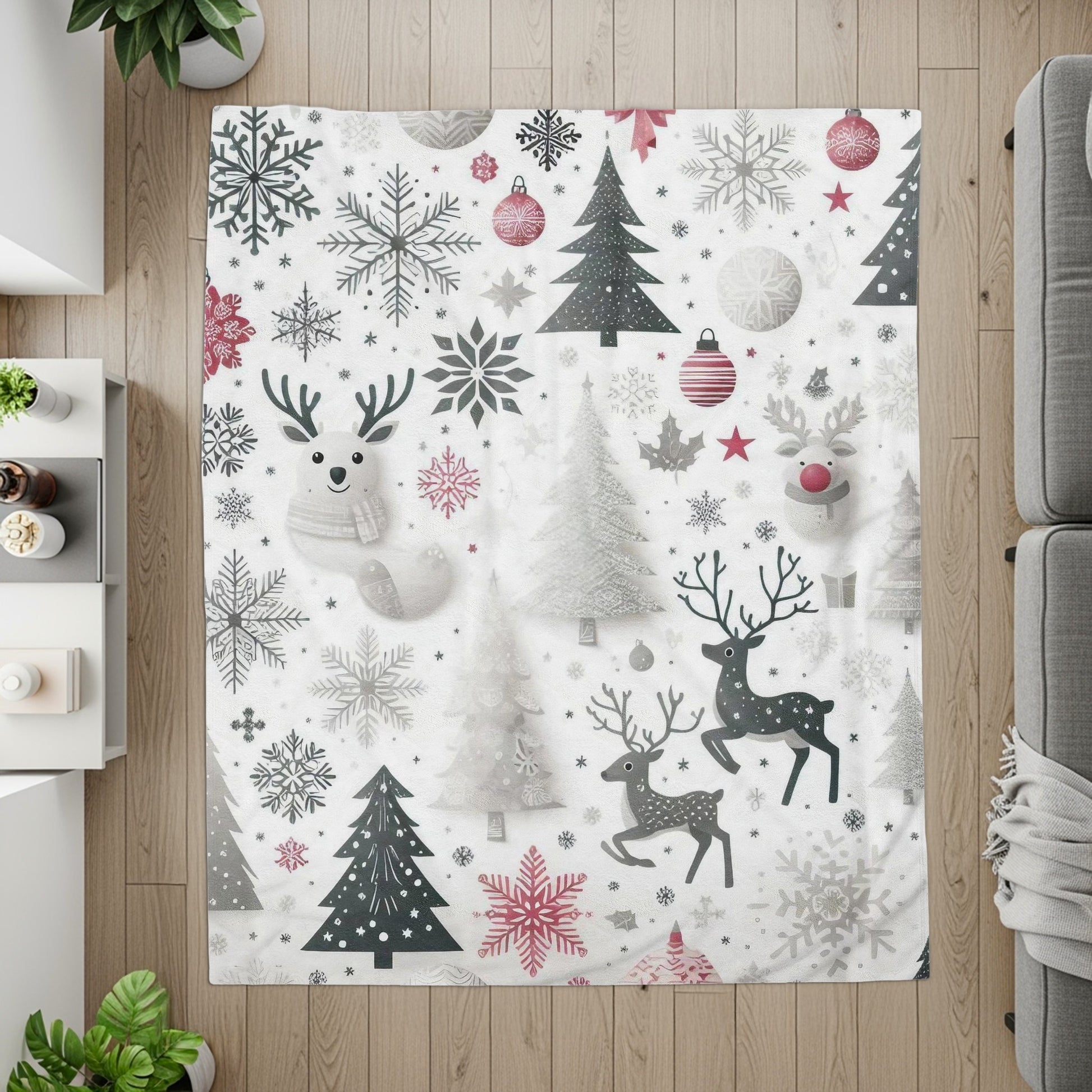 Winter Wonderland Reindeer Snowflake Blanket Product