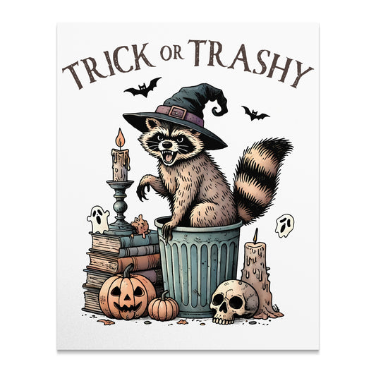 Trick or Trashy Raccoon in Wizard Hat Poster product type