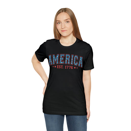 America 4th of July T-Shirt for Unisex Jersey Short Sleeve Graphic Tee