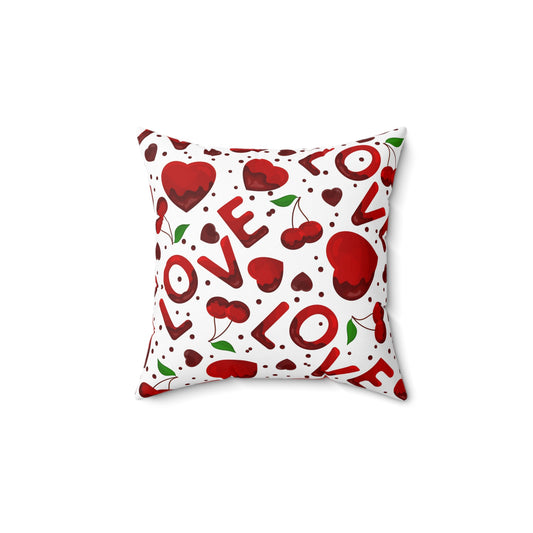 Cherry Love Throw Pillow for Sofa Cute Throw Pillow Cover Valentine Home Decor