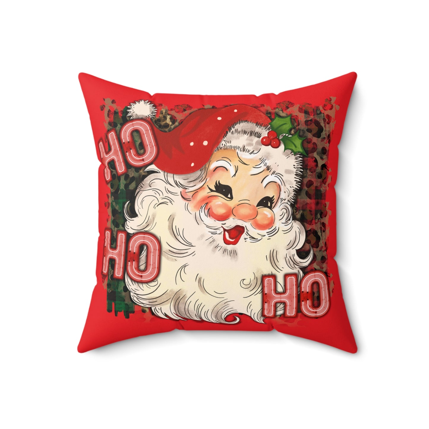 Retro Santa Pillow, Santa Pillow Cover, Cute Christmas Throw Pillow Cover, 18x18 Holiday Square Pillow