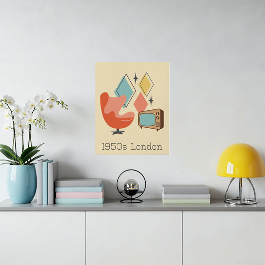 Vintage 1950s London Poster Retro Home Decor product type