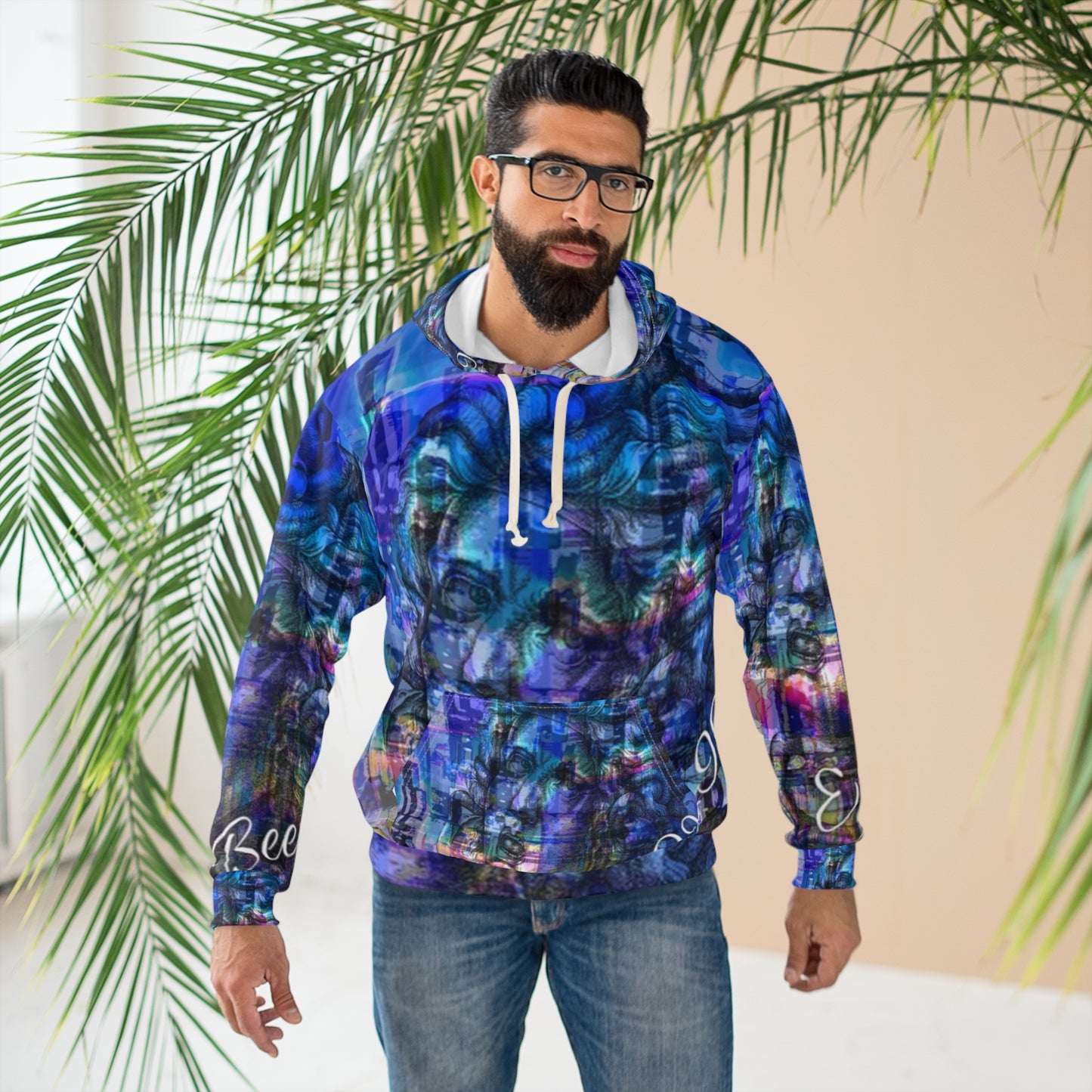 Abstract Medusa Blue Hoodie Dark Academia