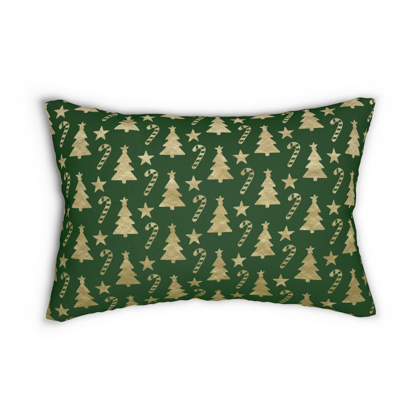 Christmas Tree Lumbar Pillow, Christmas Pillow Cover, Green and Gold Throw Pillow,