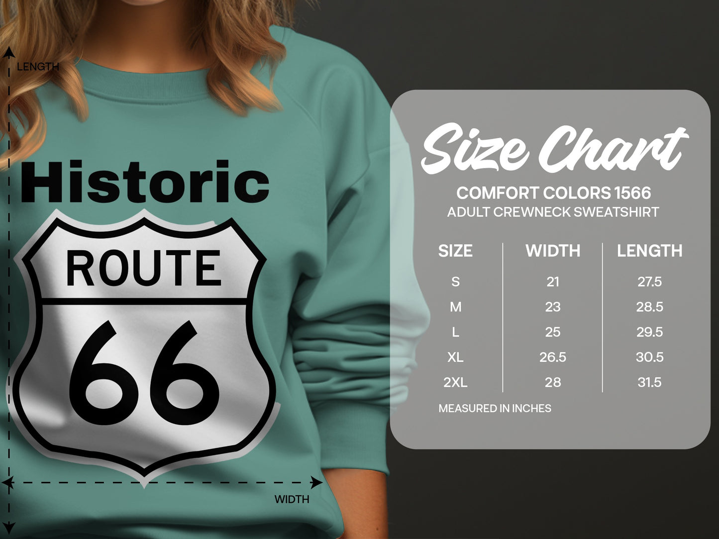 Route 66 Shield: Iconic Americana Accent T-shirt Sweatshirt