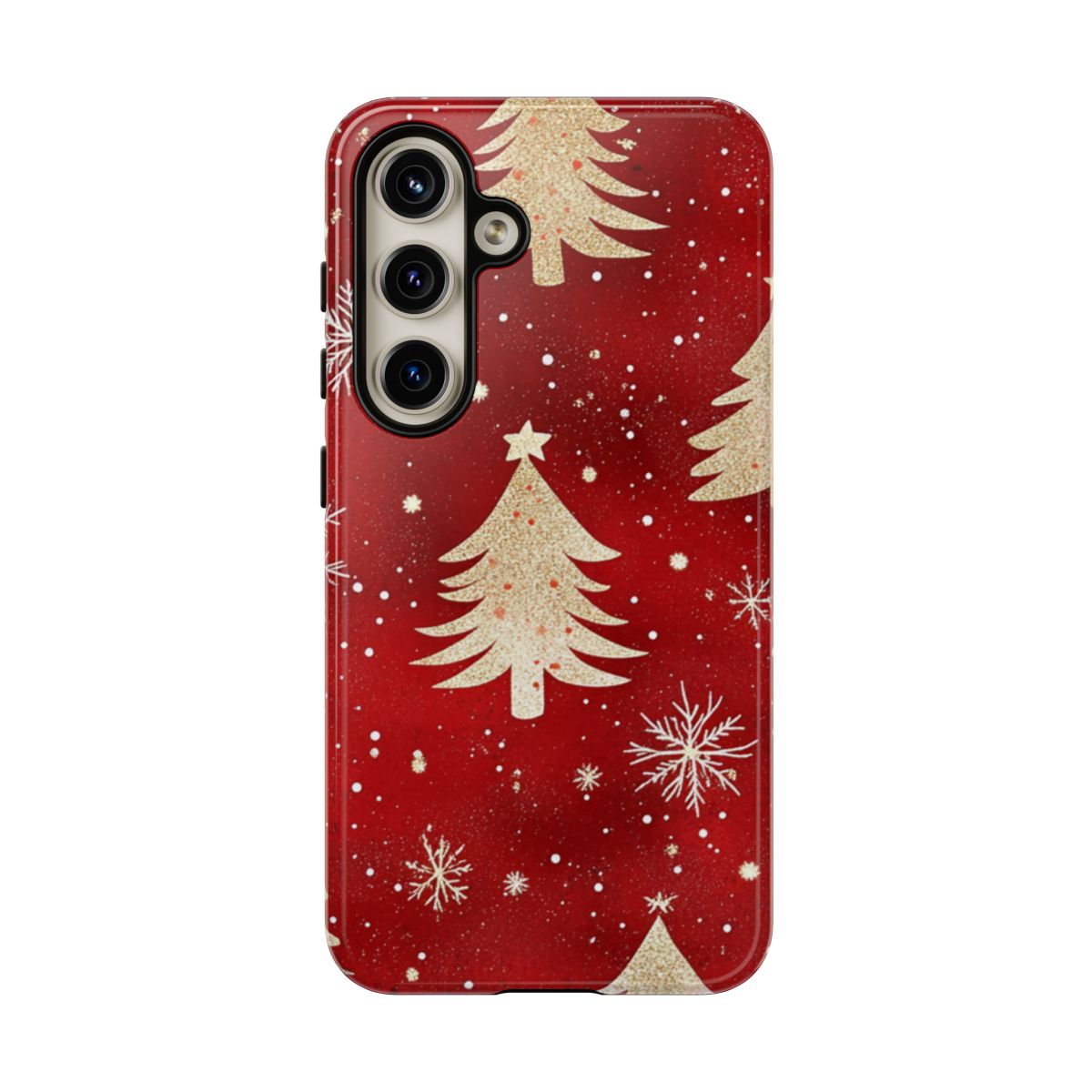 Festive Christmas Tree and Snowflake Design Phone Case