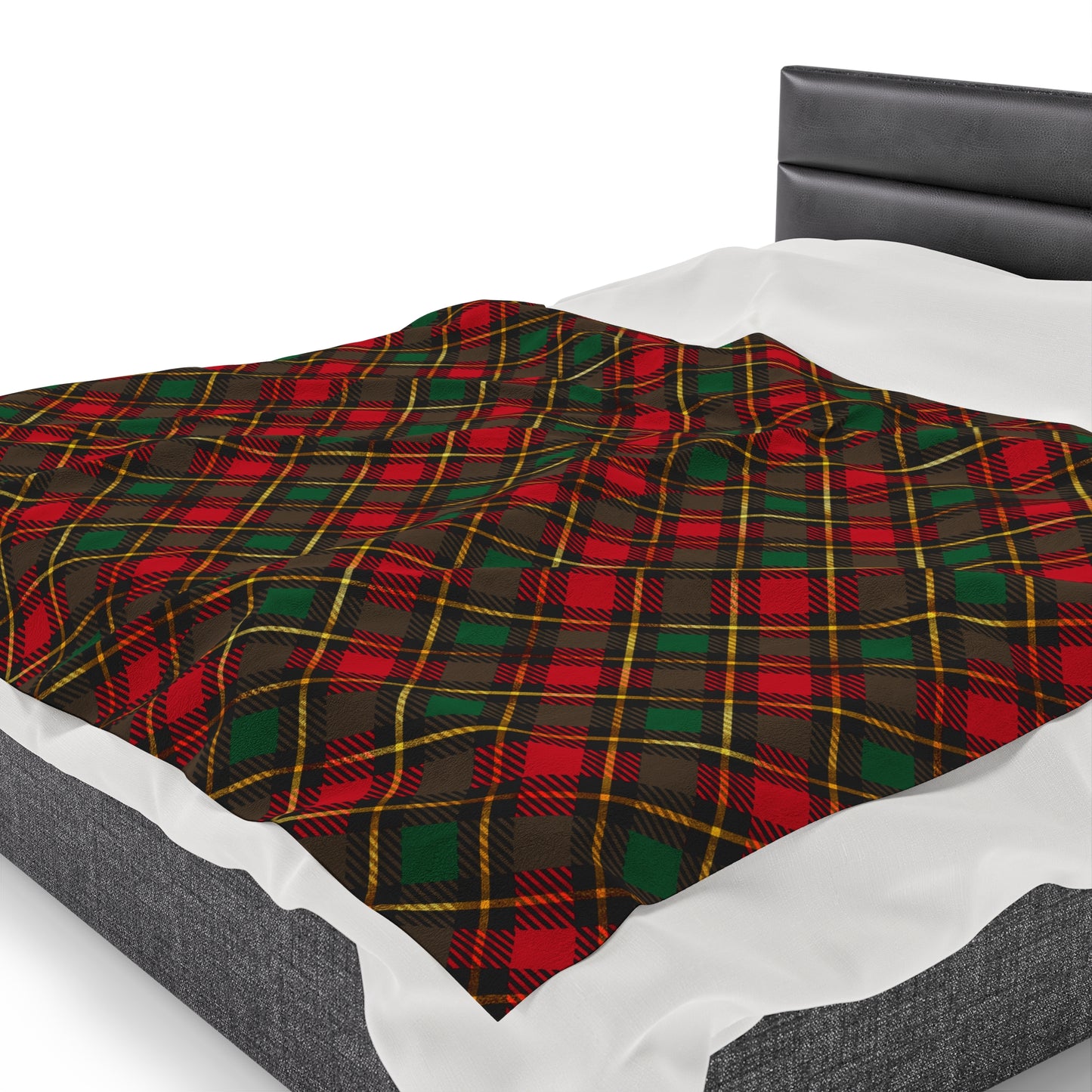 Christmas Plaid Blanket Velveteen Plush Blanket Cozy Warm Throw Blanket Couch