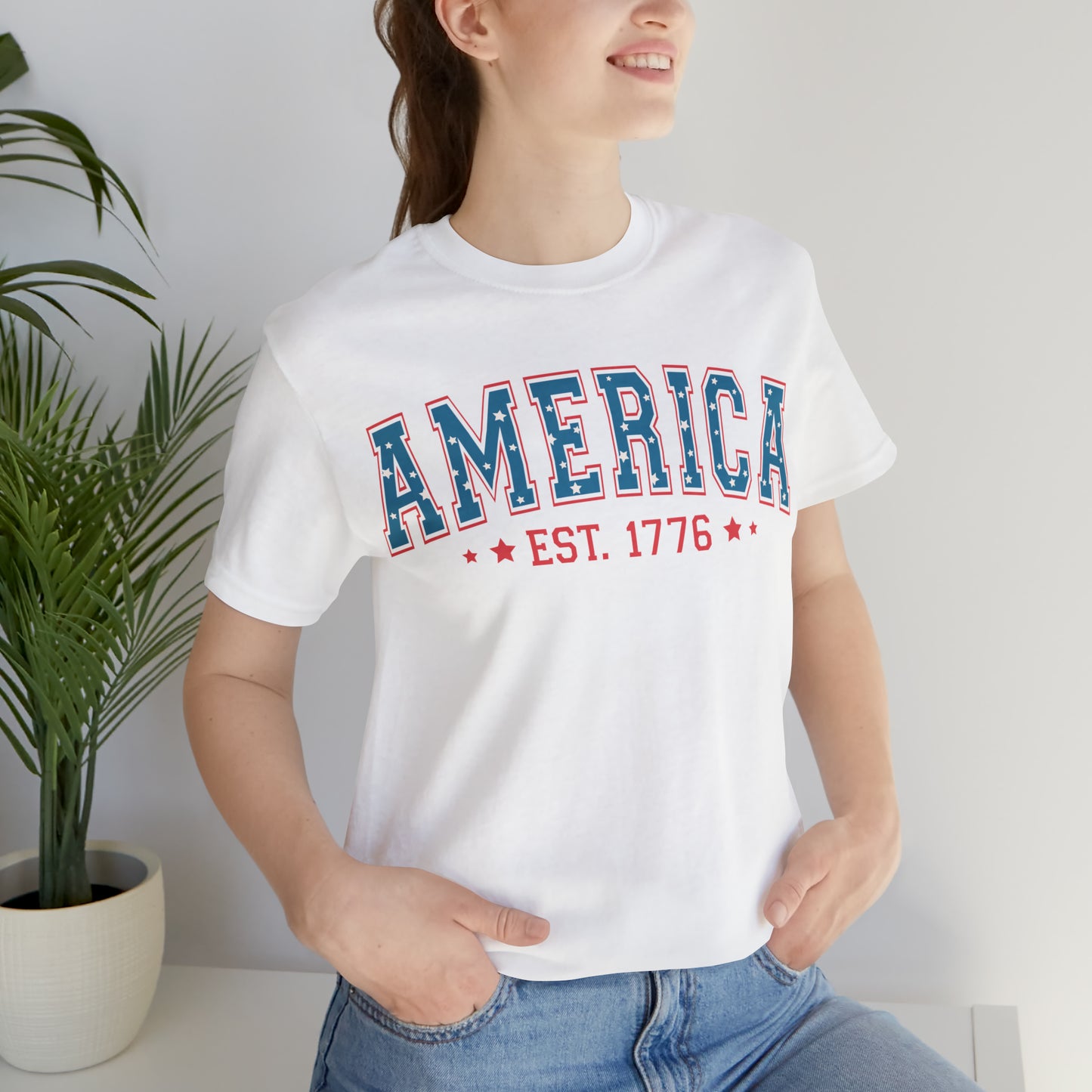 America 4th of July T-Shirt for Unisex Jersey Short Sleeve Graphic Tee