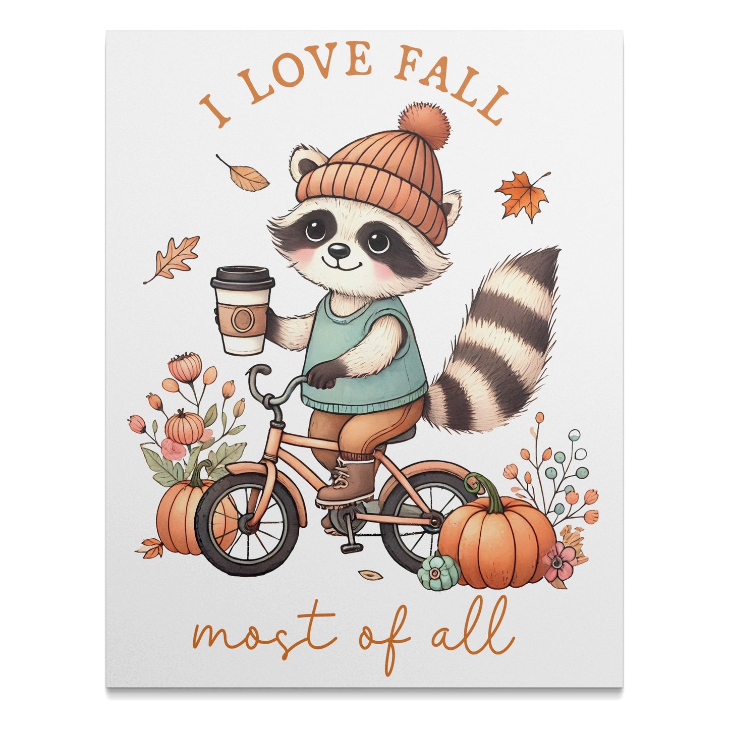 I Love Fall Most of All Raccoon on Bike product