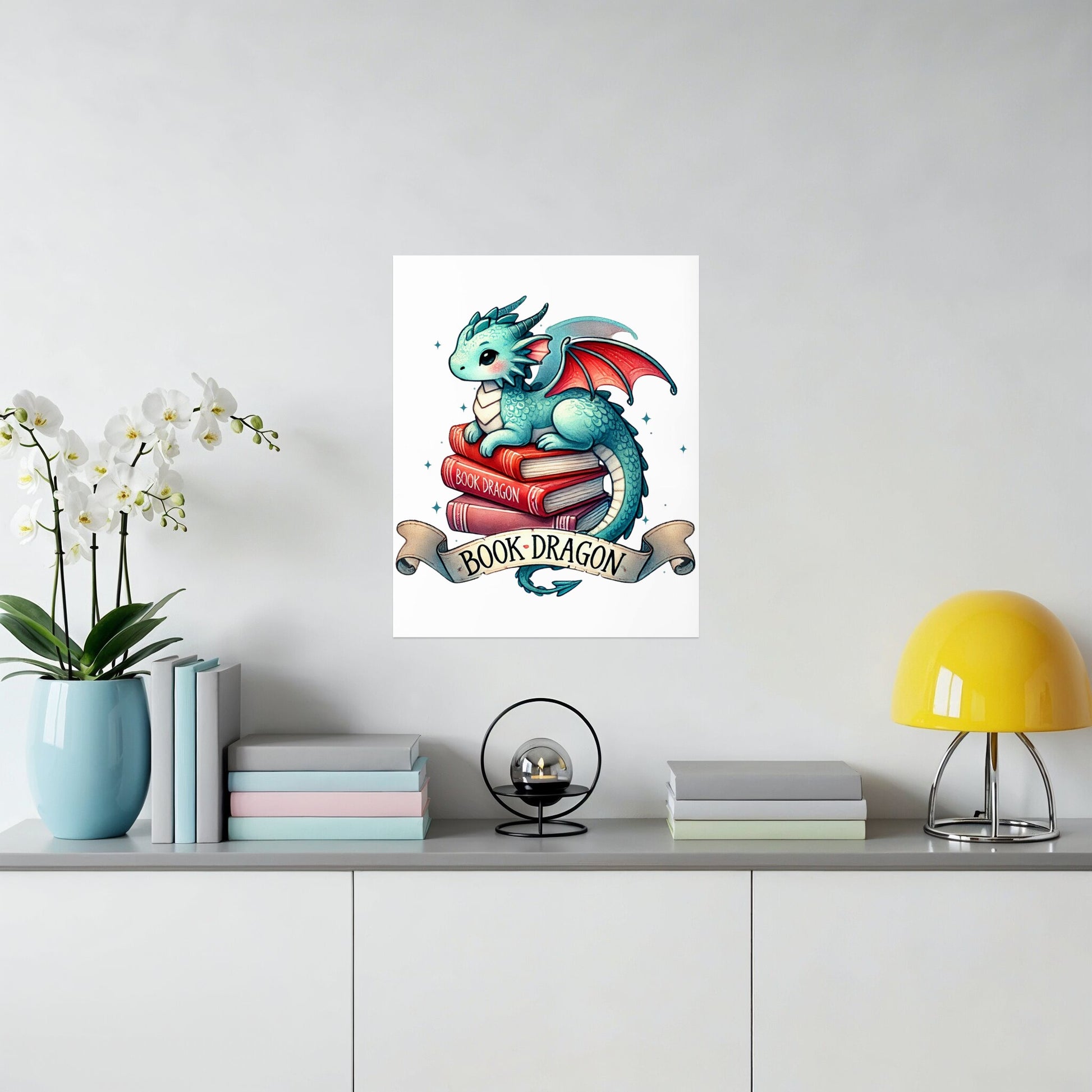 Adorable Book Dragon Reading Themed Wall Art product