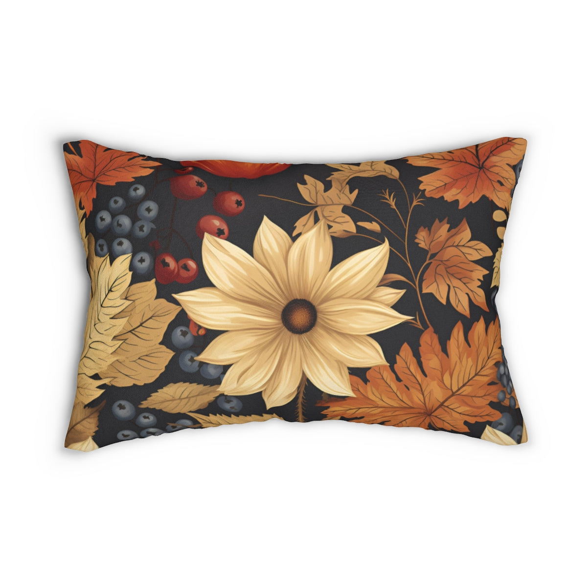 Floral and Berry Pattern Decorative Pillow Cover