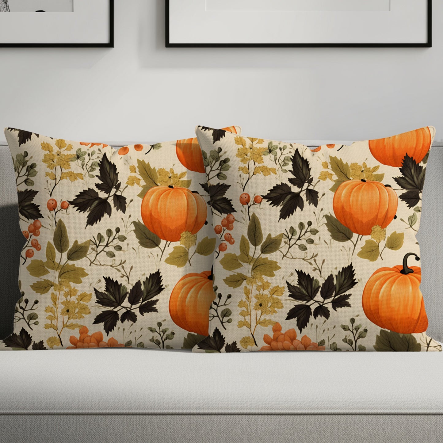 Autumn Harvest Pumpkin Throw Pillow Cover